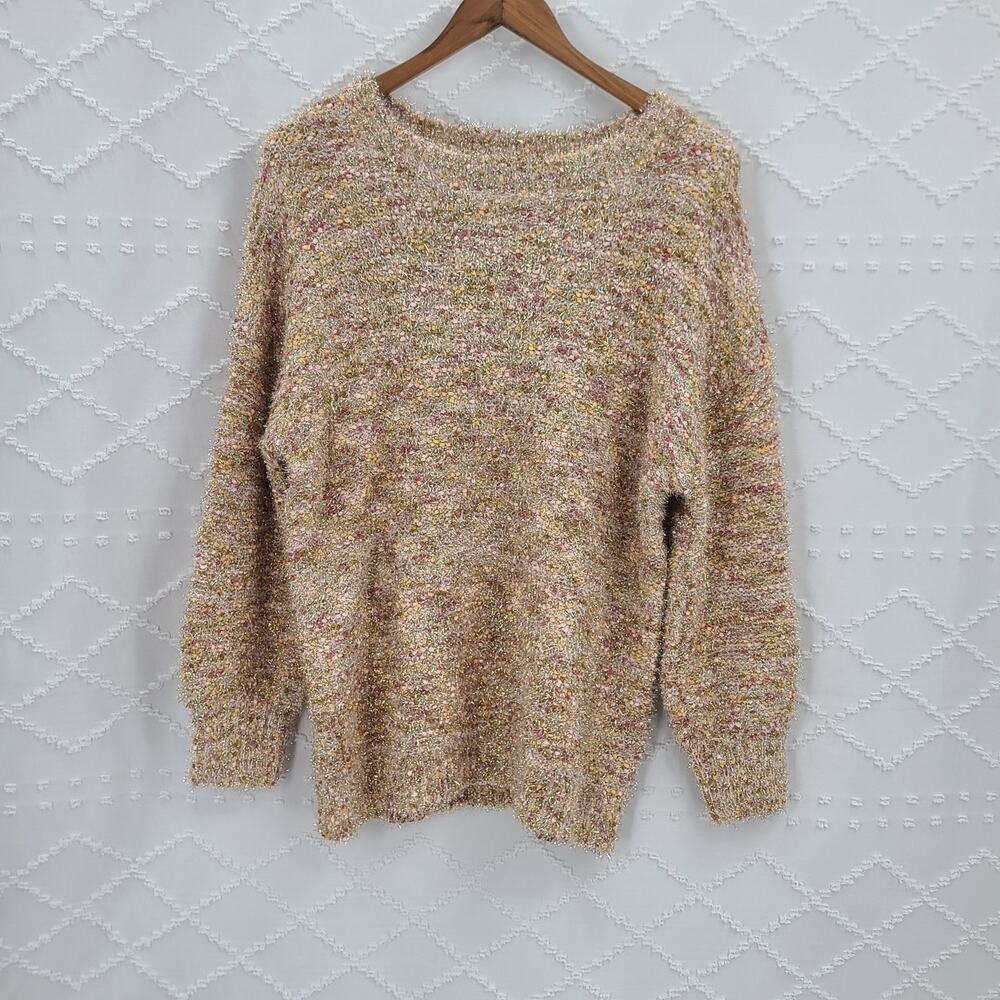 Lauren Conrad Popo Crewneck women's confetti metallic eyelash sweater Size XL - Picture 2 of 11